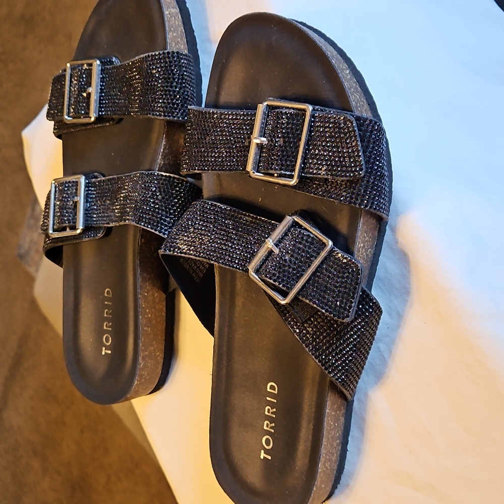 Torrid BLACK rhinestone Sandals SIZE 7 - Picture 3 of 9